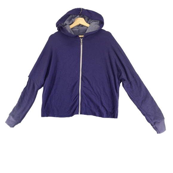 Unbranded Tops - Michael Lauren Blue Zip up Sullivan Hoodie Blue with white straps Size M NWT